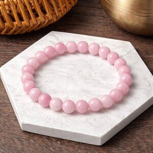 Kunzite Gemstone 8mm Beaded Stretch Bracelet Crystal Jewelry